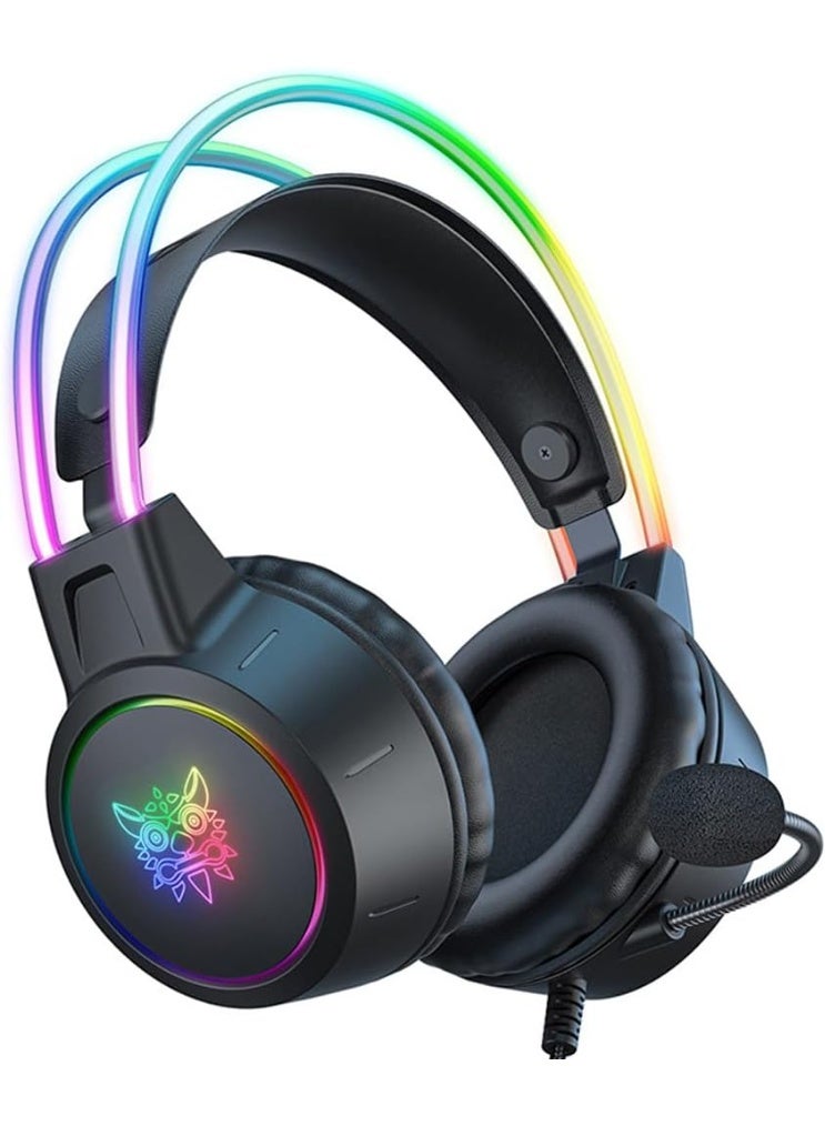 onikuma X15 Pro RGB Wired Gaming Headset with Noise Cancelling Microphone, 50mm Stereo Surround Sound Drivers, Adjustable Suspension Headband, Comfortable Over-Ear Headphones for PC, PS4 and Xbox - Image 5